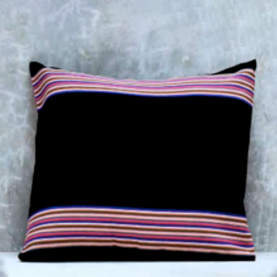 Mexican Handmade Cushion wirh pink details.