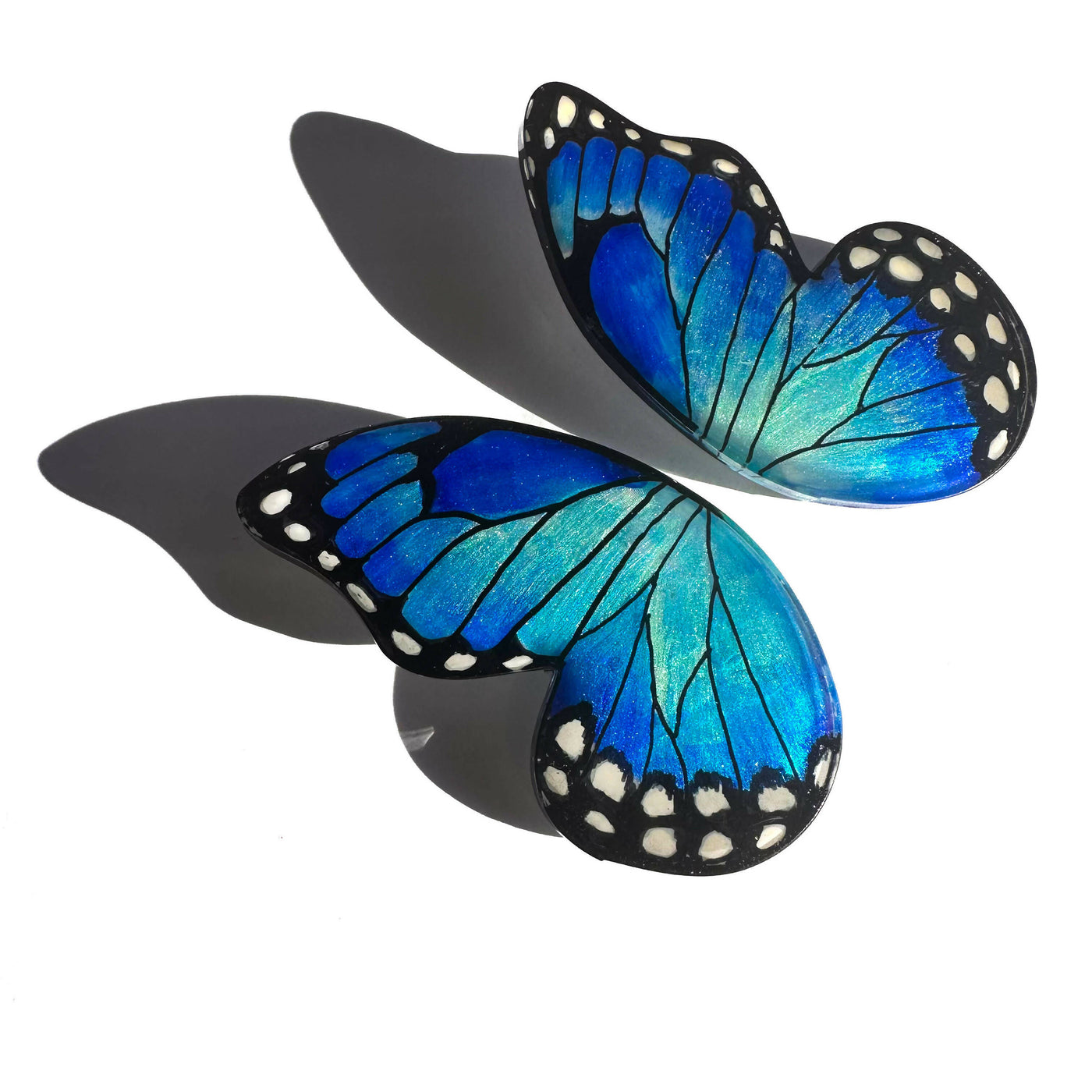 XL Pointed Half Blue Morpho Butterfy Earrings