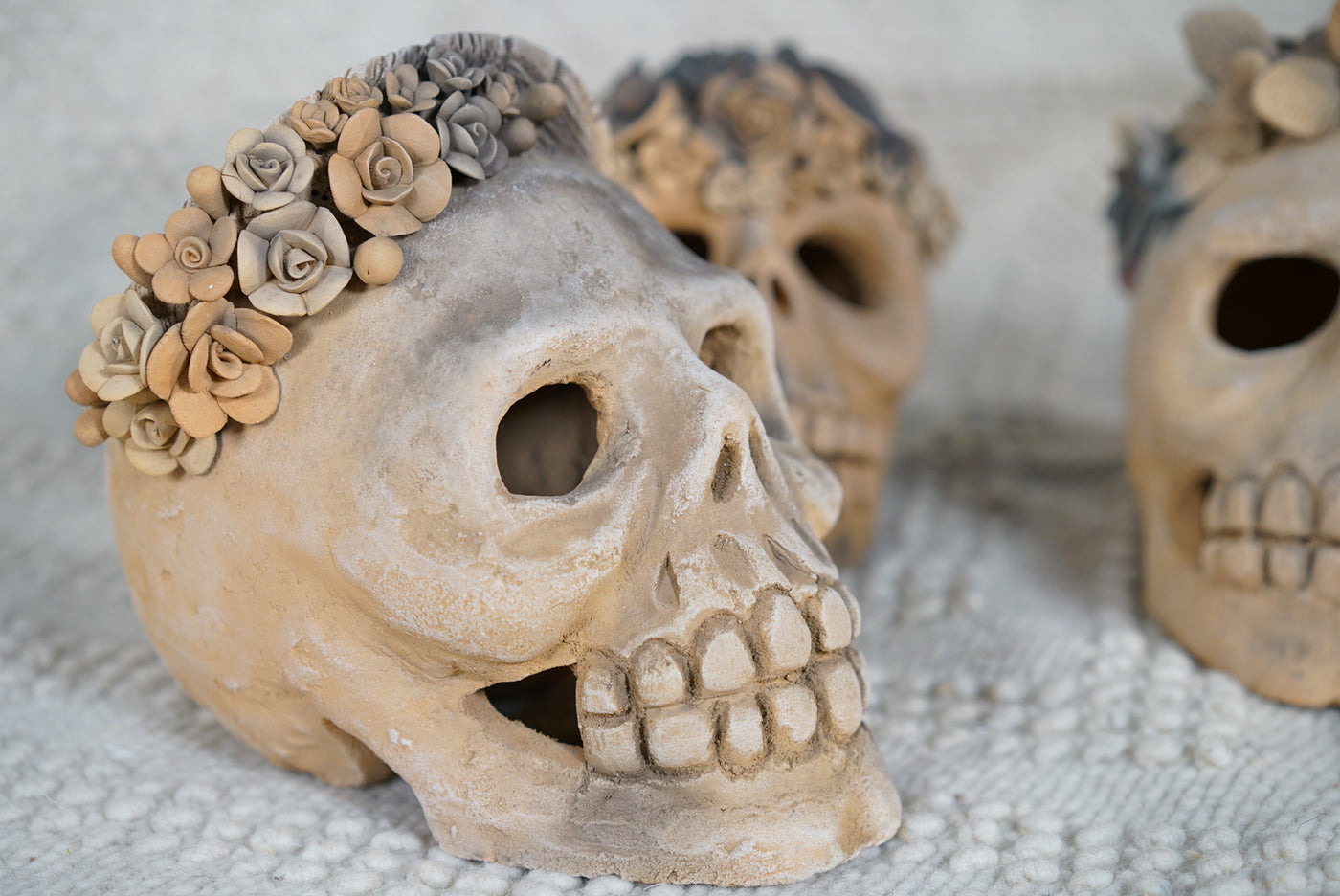 Raw Clay Flowers Calavera Skull