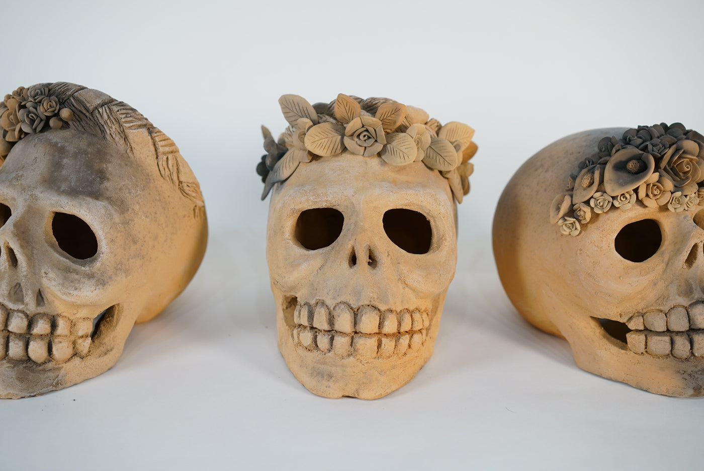 Raw Clay Flowers Calavera Skull