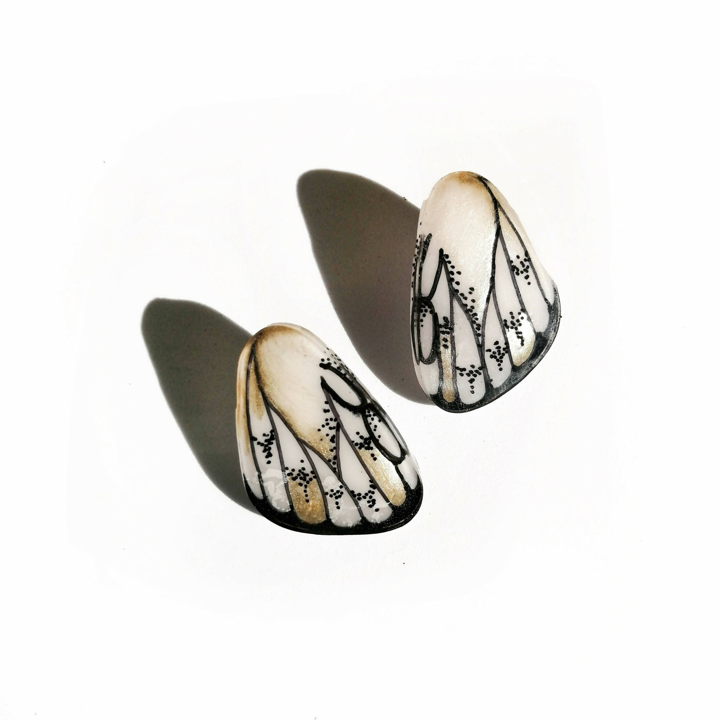 Small White Tatochila Wing Earrings