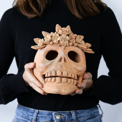 Raw Clay Flowers Calavera Skull