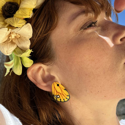 Small Yellow Wing Earrings