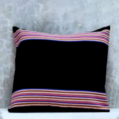 Mexican Handmade Cushion wirh pink details.