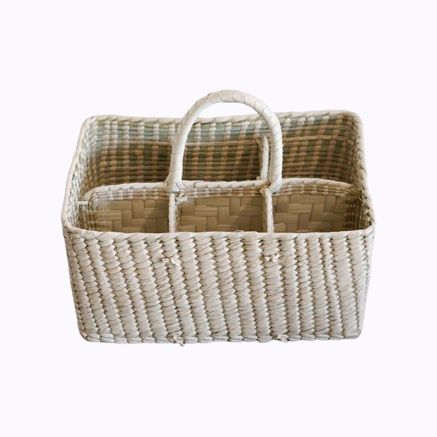 Palm Leaf Basket and Holder for 6