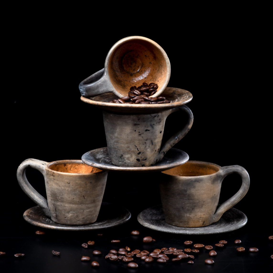 Artisanal Earthenware Espresso Cup & Saucer Set