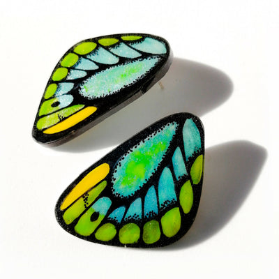 Large Green BirdWing Earrings