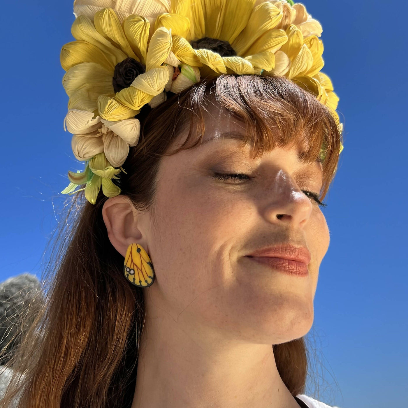 Small Yellow Wing Earrings