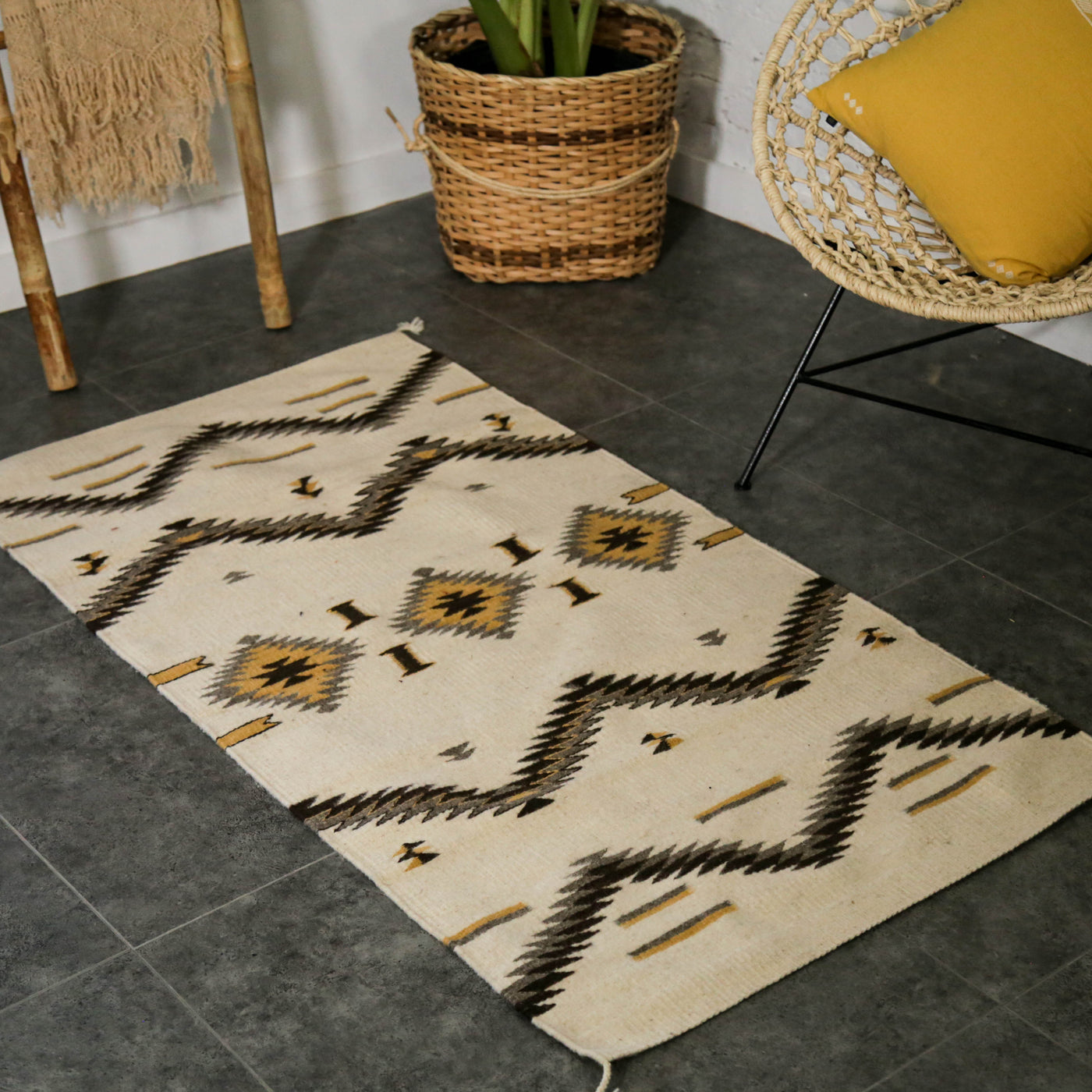 Cream Rhombus Rug