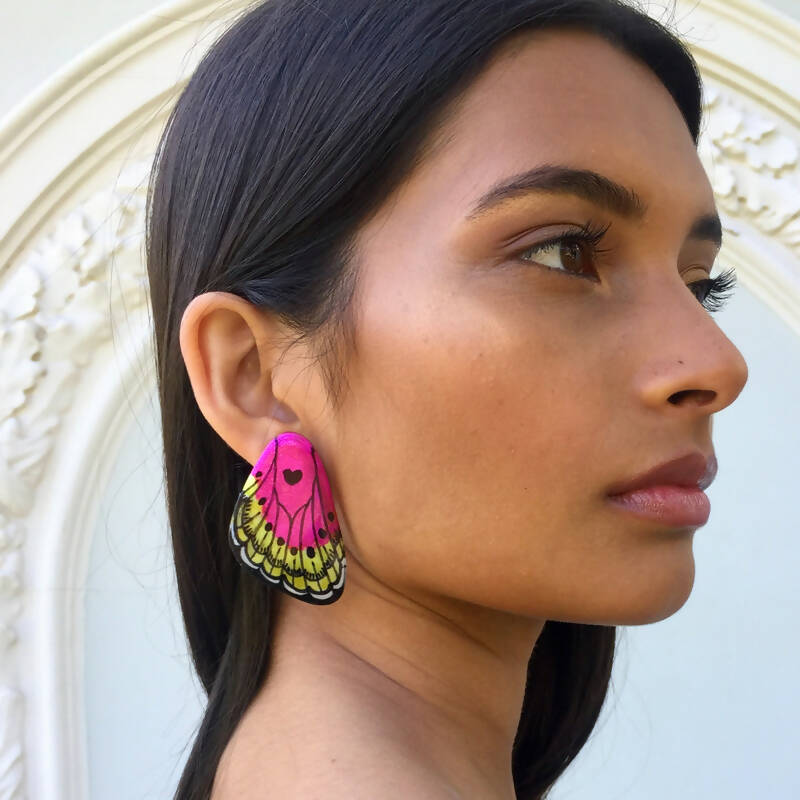 Large Fuchsia Wing Earrings