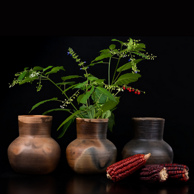 Beeswax-sealed Rustic Earthenware Vase